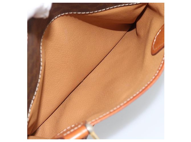 Céline Borsa CELINE Macadam Canvas PVC Pelle Marrone Oro Auth 187100 D'oro - vista 23