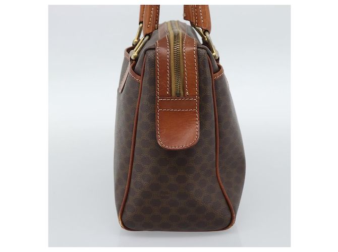 Céline Borsa CELINE Macadam Canvas PVC Pelle Marrone Oro Auth 187100 D'oro - vista 4