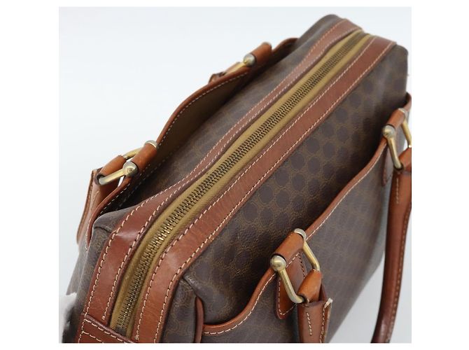 Céline Borsa CELINE Macadam Canvas PVC Pelle Marrone Oro Auth 187100 D'oro - vista 6