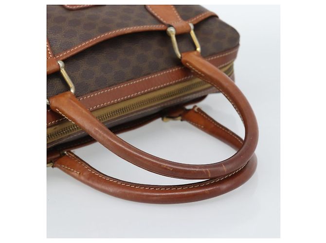 Céline Borsa CELINE Macadam Canvas PVC Pelle Marrone Oro Auth 187100 D'oro - vista 7