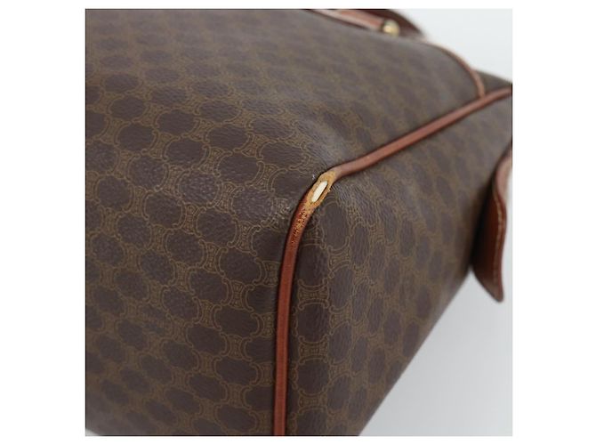 Céline Borsa CELINE Macadam Canvas PVC Pelle Marrone Oro Auth 187100 D'oro - vista 9