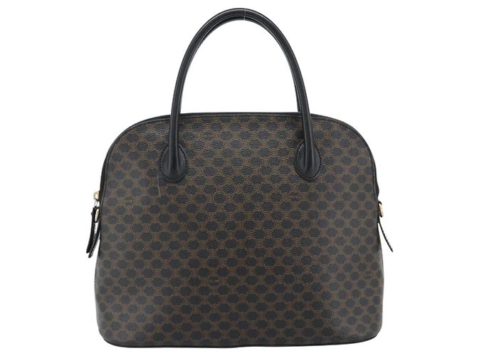 Céline Borsa CELINE Macadam Canvas PVC Pelle Nera Oro Auth 187503A Nero D'oro - vista 13