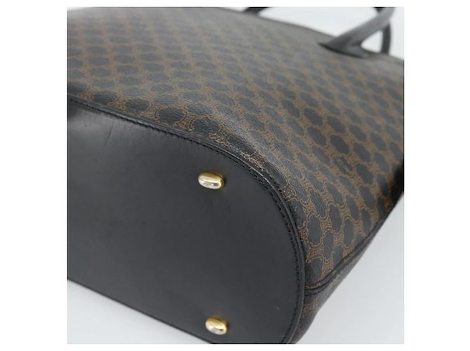Céline Borsa CELINE Macadam Canvas PVC Pelle Nera Oro Auth 187503A Nero D'oro - vista 14