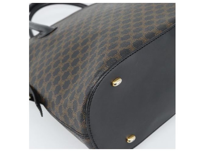 Céline Borsa CELINE Macadam Canvas PVC Pelle Nera Oro Auth 187503A Nero D'oro - vista 15
