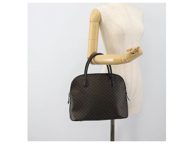 Céline Borsa CELINE Macadam Canvas PVC Pelle Nera Oro Auth 187503A Nero D'oro - vista 22