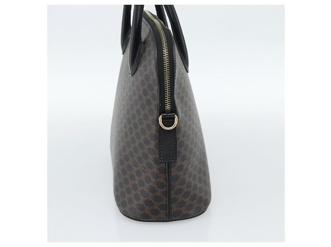 Céline Borsa CELINE Macadam Canvas PVC Pelle Nera Oro Auth 187503A Nero D'oro - vista 4