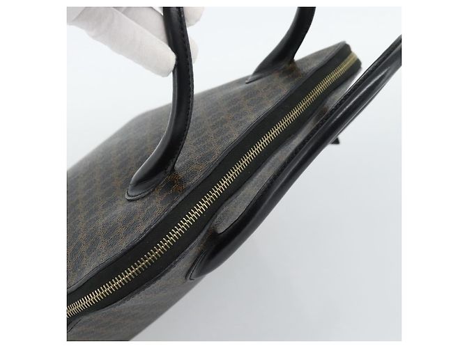 Céline Borsa CELINE Macadam Canvas PVC Pelle Nera Oro Auth 187503A Nero D'oro - vista 6