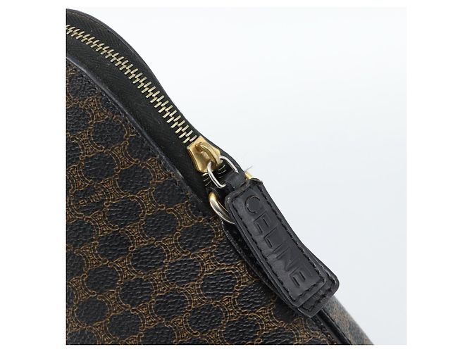 Céline Borsa CELINE Macadam Canvas PVC Pelle Nera Oro Auth 187503A Nero D'oro - vista 9