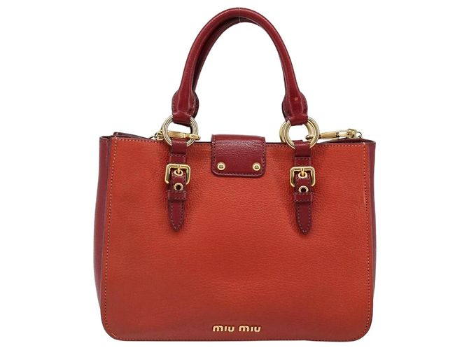 Borsa Miu Miu Ready Lock in pelle 2way Arancione Rosso Oro Auth am11916A D'oro - vista 2