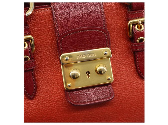 Borsa Miu Miu Ready Lock in pelle 2way Arancione Rosso Oro Auth am11916A D'oro - vista 20