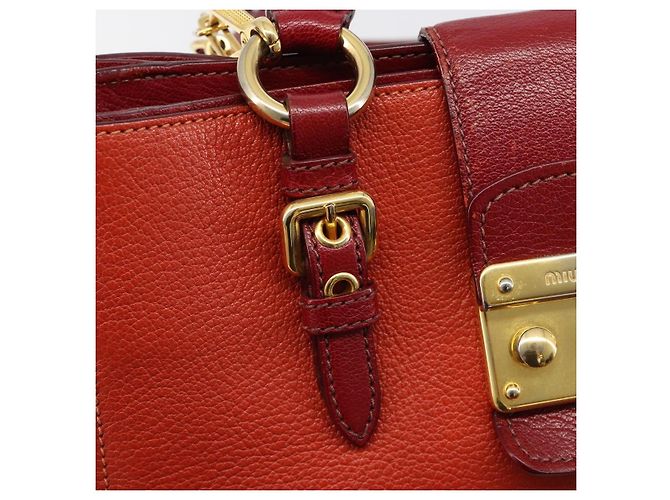 Borsa Miu Miu Ready Lock in pelle 2way Arancione Rosso Oro Auth am11916A D'oro - vista 21