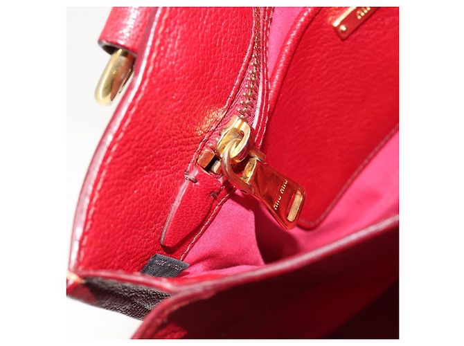 Borsa Miu Miu Ready Lock in pelle 2way Arancione Rosso Oro Auth am11916A D'oro - vista 26