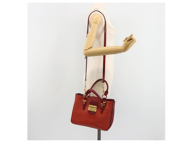Borsa Miu Miu Ready Lock in pelle 2way Arancione Rosso Oro Auth am11916A D'oro - vista 30