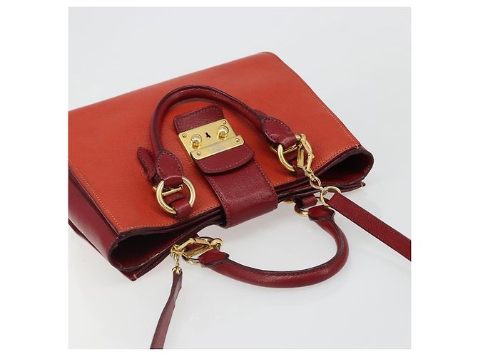 Borsa Miu Miu Ready Lock in pelle 2way Arancione Rosso Oro Auth am11916A D'oro - vista 6