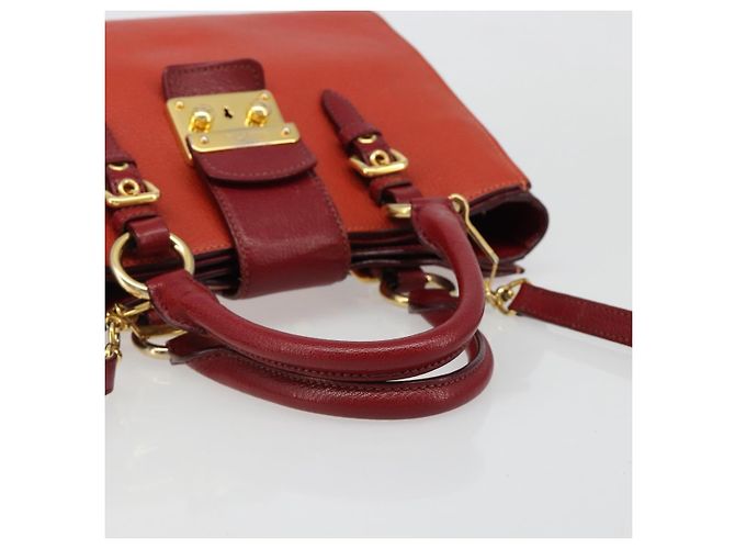 Borsa Miu Miu Ready Lock in pelle 2way Arancione Rosso Oro Auth am11916A D'oro - vista 7