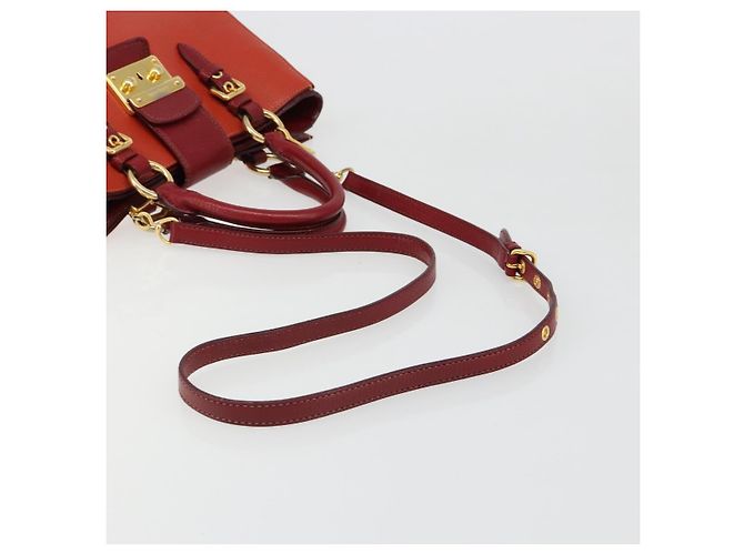 Borsa Miu Miu Ready Lock in pelle 2way Arancione Rosso Oro Auth am11916A D'oro - vista 8