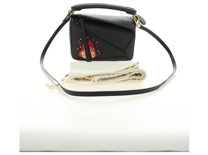 LOEWE × Studio Ghibli Howl's Calcifer Puzzle Mini Bag 2way Black Auth 167415SM Nero D'oro - vista 12
