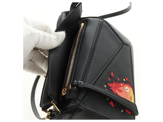 LOEWE × Studio Ghibli Howl's Calcifer Puzzle Mini Bag 2way Black Auth 167415SM Nero D'oro - vista 22