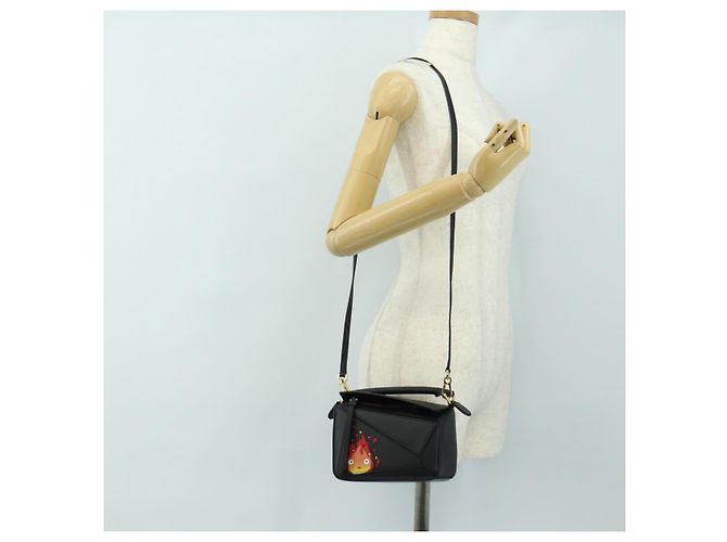 LOEWE × Studio Ghibli Howl's Calcifer Puzzle Mini Bag 2way Black Auth 167415SM Nero D'oro - vista 27