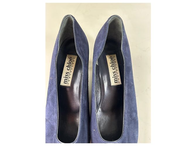Chloé Décolleté vintage Chloe in scamosciato Navy Black Block Heel EU37 Blu navy - vista 2