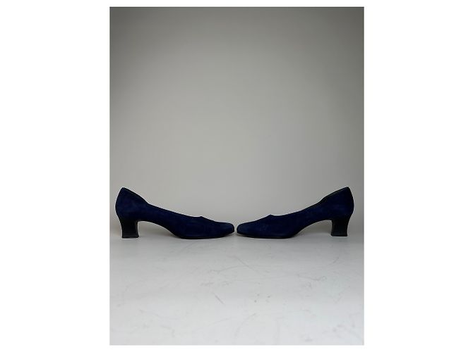 Chloé Décolleté vintage Chloe in scamosciato Navy Black Block Heel EU37 Blu navy - vista 6