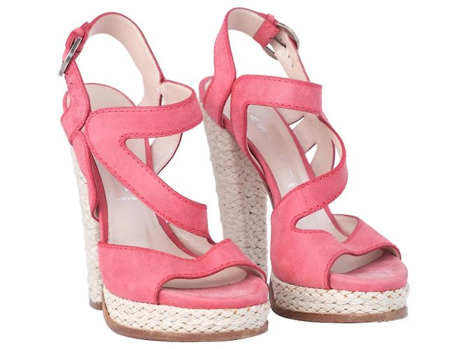 Autre Marque Sandali espadrilles con cinturino alla caviglia in nubuck rosa Casadei - vista 2