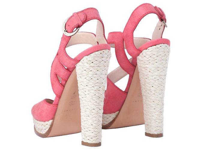Autre Marque Sandali espadrilles con cinturino alla caviglia in nubuck rosa Casadei - vista 3