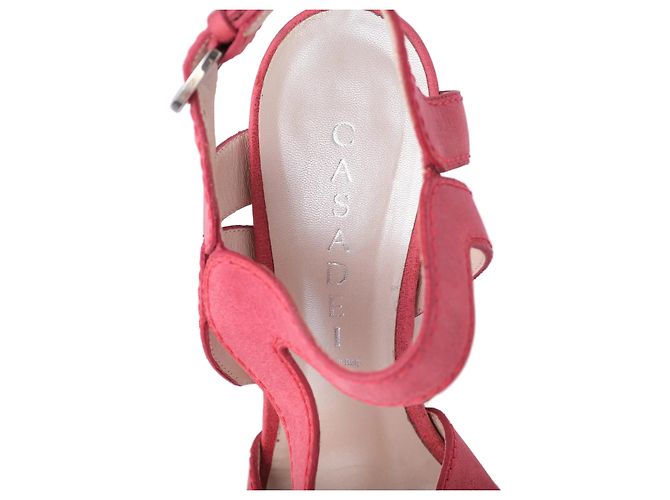 Autre Marque Sandali espadrilles con cinturino alla caviglia in nubuck rosa Casadei - vista 4