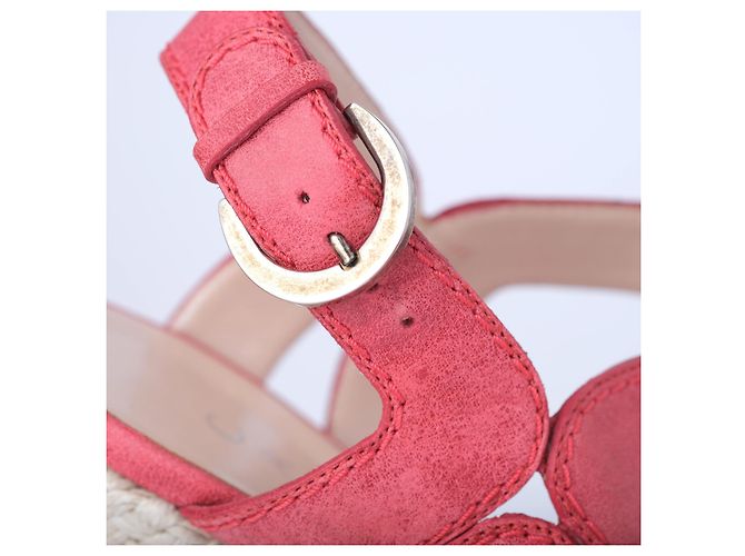 Autre Marque Sandali espadrilles con cinturino alla caviglia in nubuck rosa Casadei - vista 5