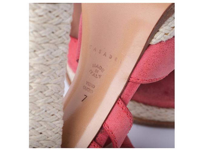 Autre Marque Sandali espadrilles con cinturino alla caviglia in nubuck rosa Casadei - vista 7