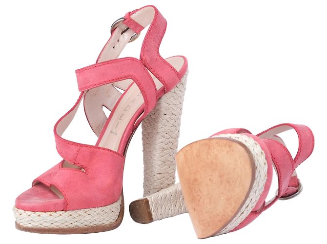 Autre Marque Sandali espadrilles con cinturino alla caviglia in nubuck rosa Casadei - vista 8