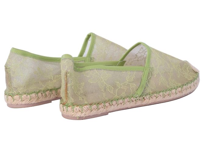 Valentino Garavani Espadrilles basse Valentino in rete e pizzo verde - vista 3