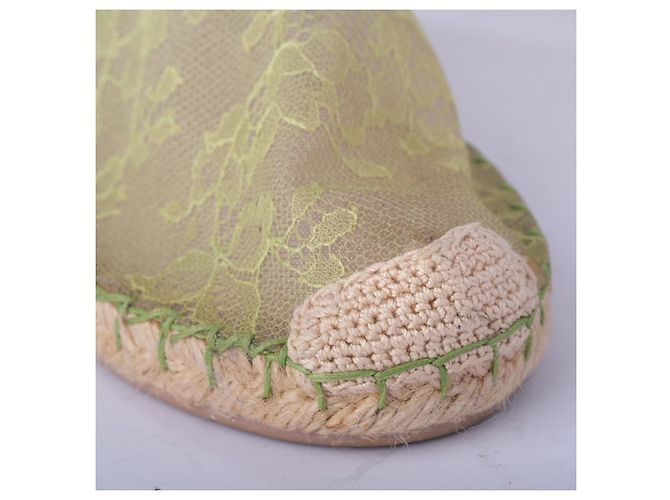 Valentino Garavani Espadrilles basse Valentino in rete e pizzo verde - vista 4