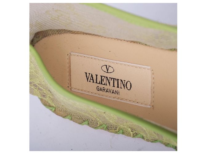 Valentino Garavani Espadrilles basse Valentino in rete e pizzo verde - vista 5