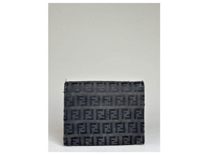 Zucca Vintage Fendi FF Monogram Canvas Wallet Black Silver - view 2