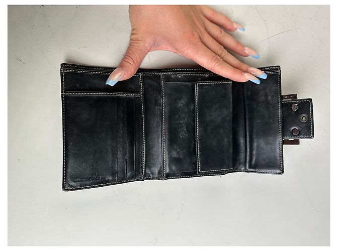 Zucca Vintage Fendi FF Monogram Canvas Wallet Black Silver - view 3