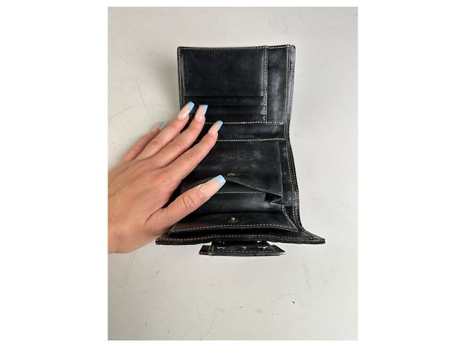 Zucca Vintage Fendi FF Monogram Canvas Wallet Black Silver - view 7