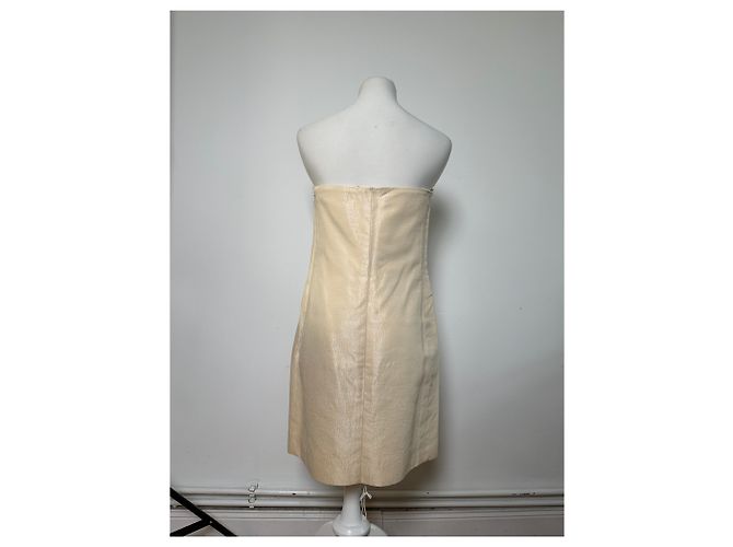 Céline Abito vintage Celine in viscosa e seta crema L Beige - vista 12