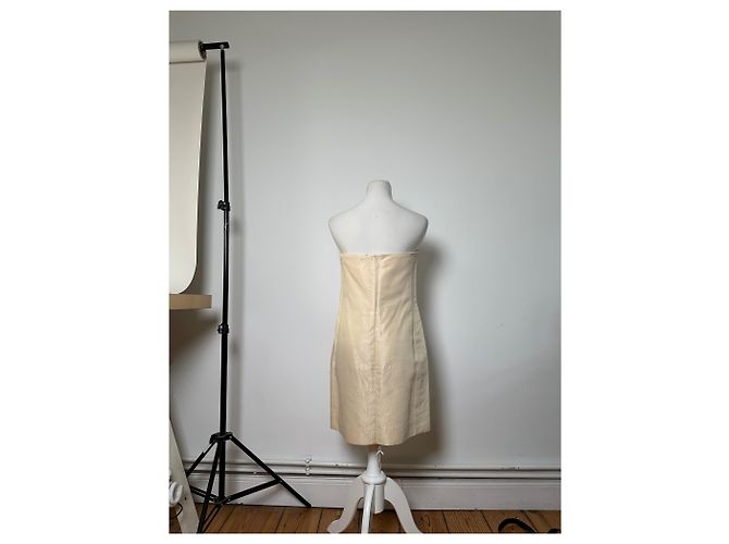 Céline Abito vintage Celine in viscosa e seta crema L Beige - vista 3