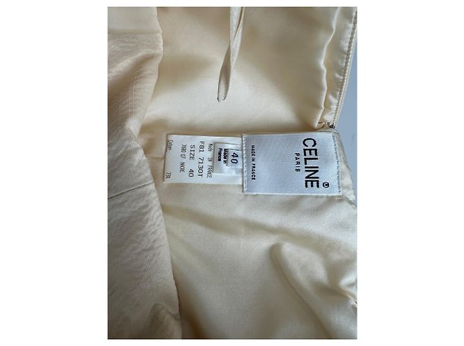 Céline Abito vintage Celine in viscosa e seta crema L Beige - vista 7