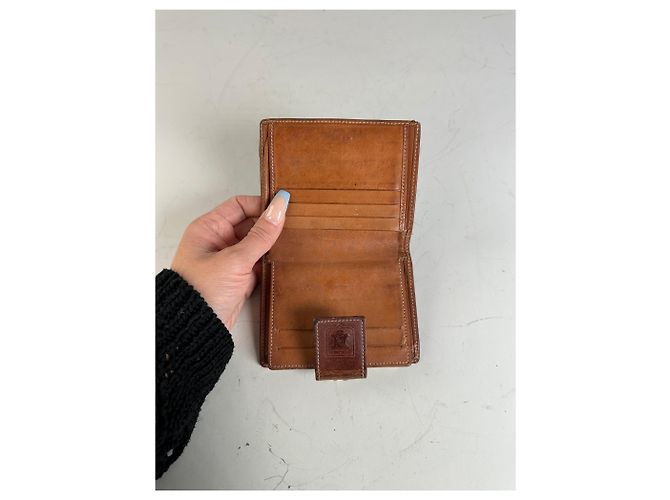 Céline Vintage Celine Coated Canvas Wallet Dark Brown Tan Silver Camel - view 3