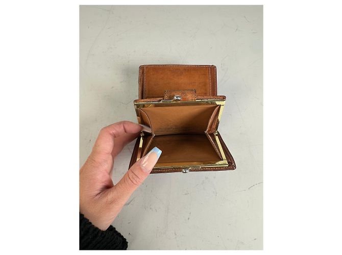 Céline Vintage Celine Coated Canvas Wallet Dark Brown Tan Silver Camel - view 4
