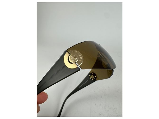 Céline Occhiali da sole vintage Celine Logo Marroni con accenti dorati Marrone - vista 2