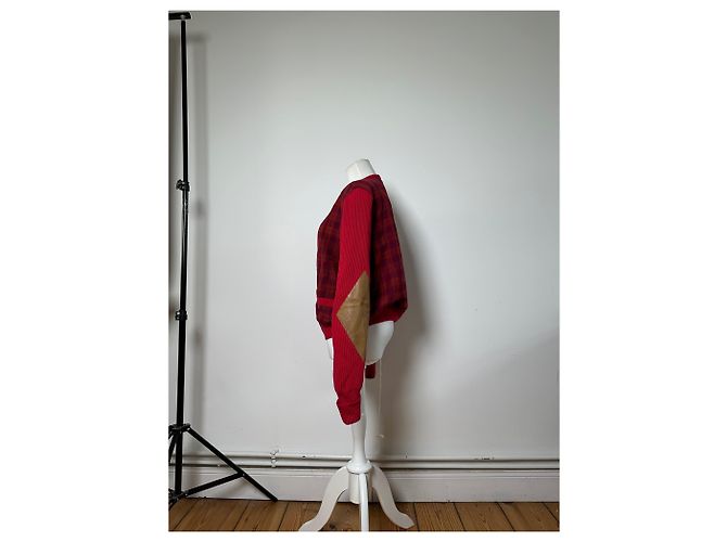 Cardigan Vintage Dior in Seta e Cotone Rosso Amaranto M - vista 2