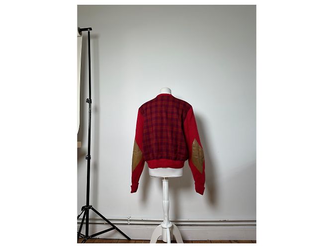 Cardigan Vintage Dior in Seta e Cotone Rosso Amaranto M - vista 3