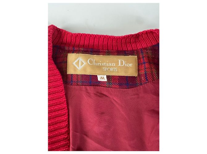 Cardigan Vintage Dior in Seta e Cotone Rosso Amaranto M - vista 6