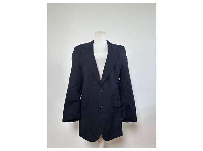 Vintage Dior Men's Wool Blazer Navy Silk Lined S-M Navy blue - view 10