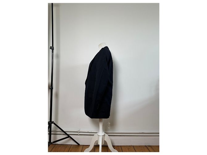 Vintage Dior Men's Wool Blazer Navy Silk Lined S-M Navy blue - view 2