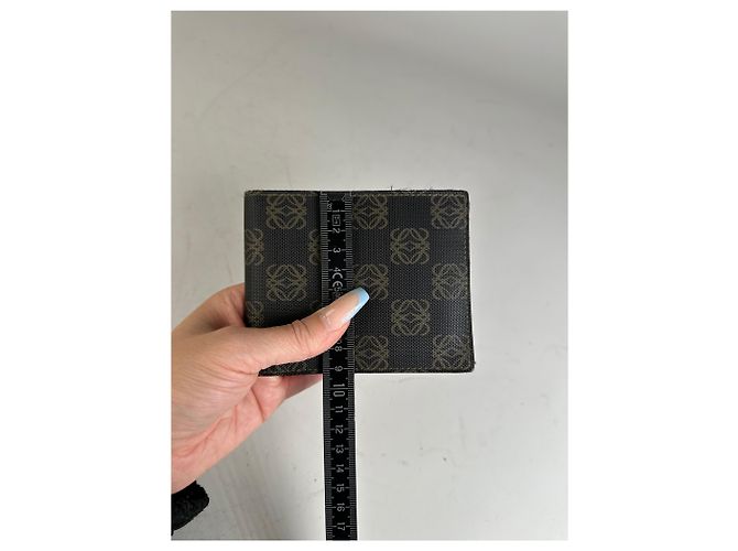 Vintage Loewe Canvas Leather Wallet Black Beige Gold - view 10