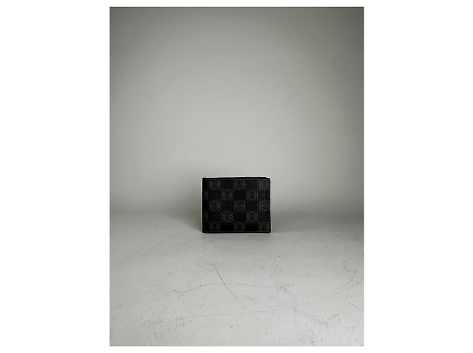 Vintage Loewe Canvas Leather Wallet Black Beige Gold - view 11